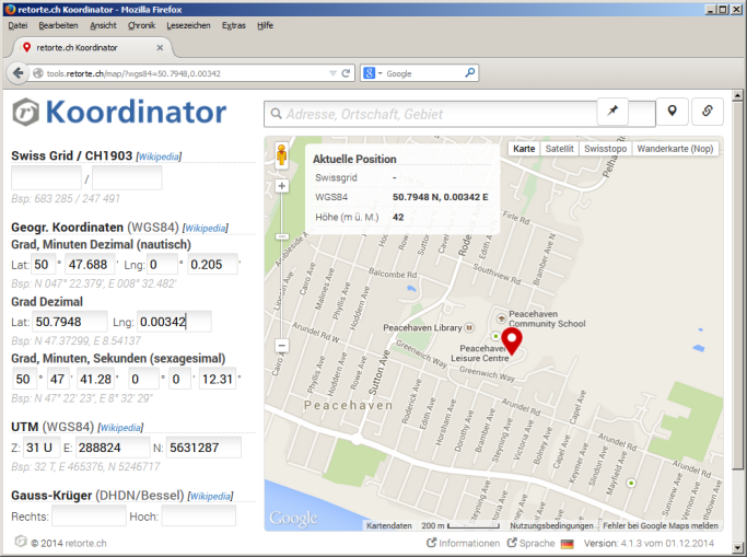 Postleitzahlen - koordinator detailed