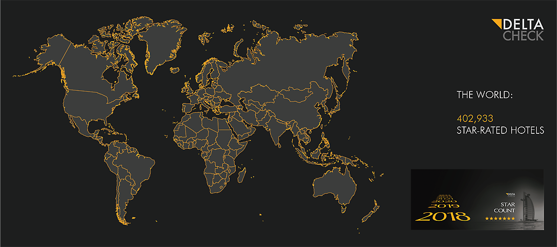 DELTA-CHECK STAR COUNT 2018 DISTRIBUTION OVER REGIONS WORLDWIDE